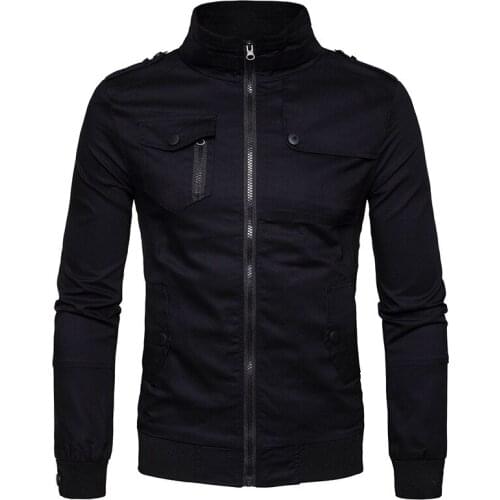 Pop Autumn Mens Cotton Jackets and Coats Spring Casual Tops Outwear Male Stand Collar Man Military bombers Jacket Big Size