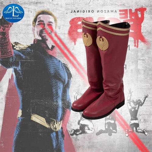 Manluyunxiao Homelander Cosplay High Boots Halloween Costume for Kids Men The Boys Superhero Antony Starr Faux Leather Shoes