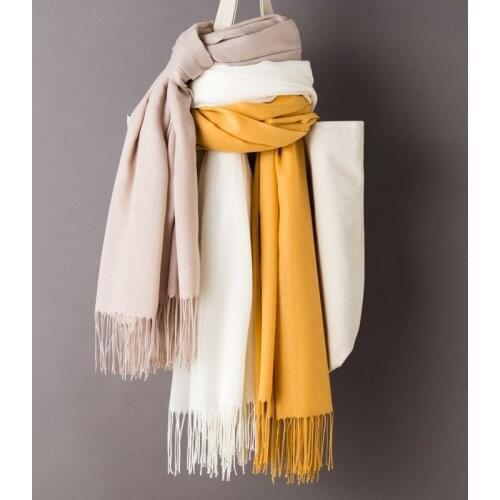 Fashion Solid Color 2020 Women Scarf Winter Hijabs Tessale Tassels Long Lady Shawls Cashmere Like Pashmina Hijabs Scarves Wraps