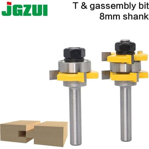2 pc 8mm Shank high quality Tongue & Groove Joint Assembly Router Bit Set 3/4" Stock Wood Cutting Tool