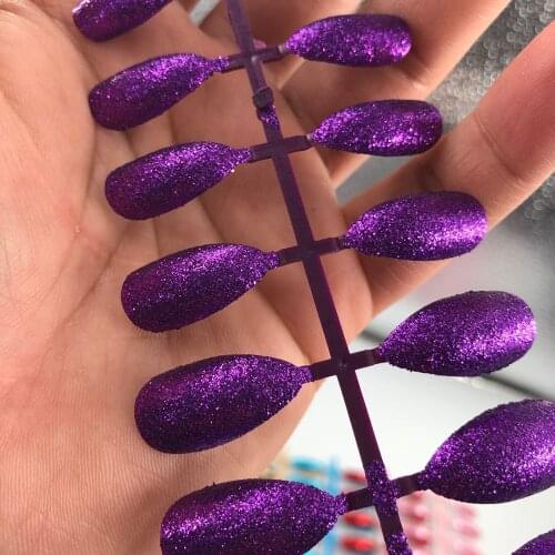 DingXue 24 /pcs Fake Nails Matte Glitter Detachable Tips For Nail Extension Manicure Art Press On Fake False Nails G007