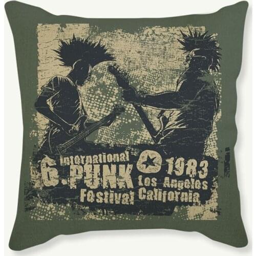 18 Inch Cushion Cover Pillows Cover Vintage Rock Band Bear Sir of Punk Style Pillow Case Linen Cotton Home Decor