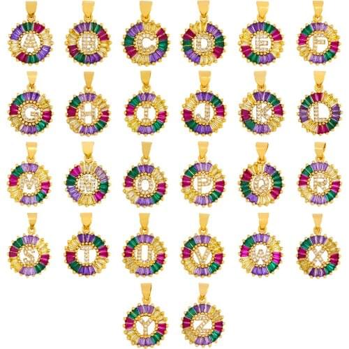 26 Letter Necklace Color Pendant Collarbone Chain Creative Personality Jewelry Copper Micro-Inlay Electroplated 24K Gold