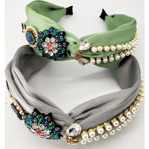 2020New Arrival,Flower Hair Bands For The Bride, Baroque Accessories,Colored Rhinestone Headband For Women,Pearl Headband Summer