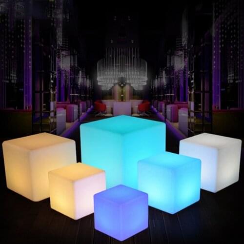 RGB Rechargeable Square Bench Growing LED Cube Seat Bar Stool Remote LED Colorful Changing Mood Cubes Night Lamp