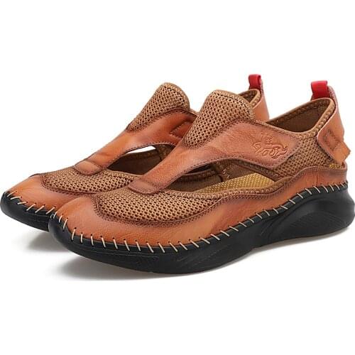 Summer Sandals Mens loafers casual mesh Comfortable Breathable Roman Outdoor Designer Beach Fashion Leather Non-slip Size 38-48