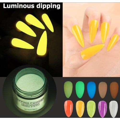 Luminous Double Color Fluorescent Nail Dipping Powder Pencil Cushion Polish Nail Art DIY Glow Effet Party Pigment Eye Shadow Use