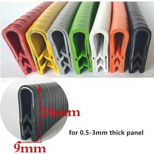 Steel Rubber U Strip Edge Shield Encloser Bound Glass Metal Wood 0.5-3mm Orange Red Blue White Gray Black