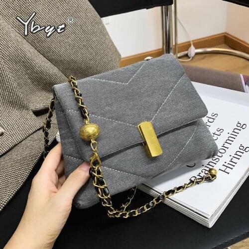 Vintage Casual Winter Chains Crossbody Bags For Women 2020 High Quality Denim Women Designer Handbags Ladies Shoulder Bag Purse