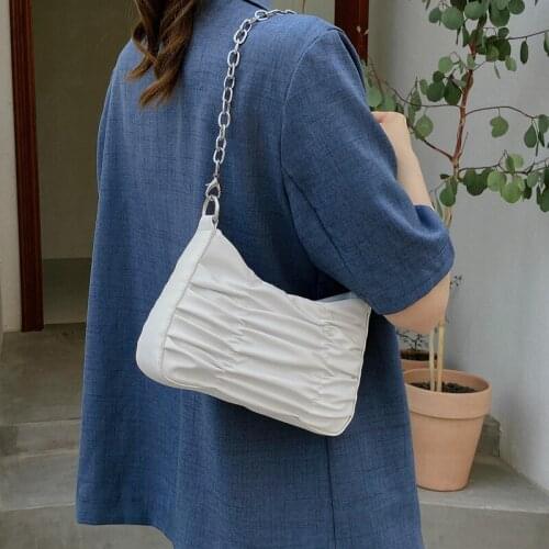 High Quality Ladies Retro Fold Chain Baguette Underarm Bag 2021 New Fashion All-match Niche Texture One-shoulder Messenger Bag