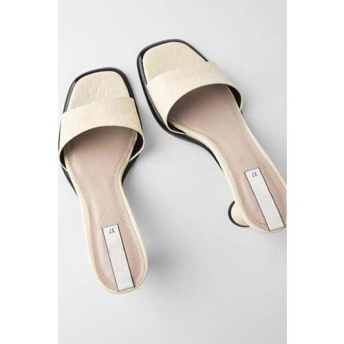 LMCAVASUN Summer square toe women slides strange heel women sandals