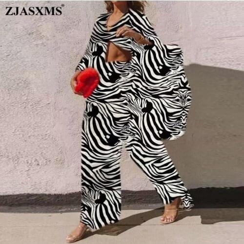 2021 Fashion Long Sleeve 2 Piece Outfits Autumn Women Two Piece Set Elegant Leopard Print Button Shirt and Wide Leg Pants Suits