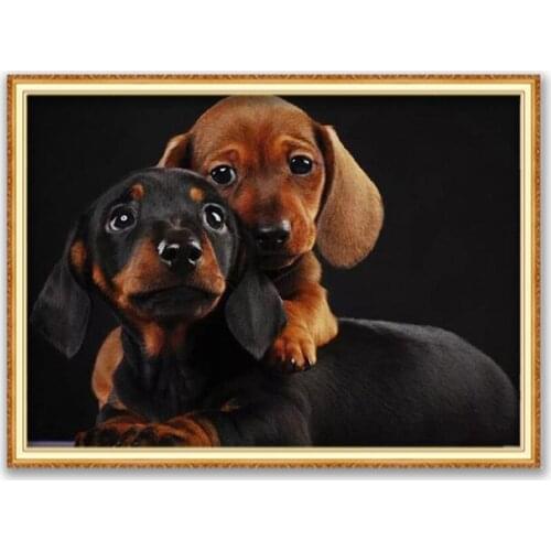 Animal Dachshund DIY Cross Stitch Embroidery 11CT Kits Craft Needlework Set Printed Canvas Cotton Thread Home Decoration Design