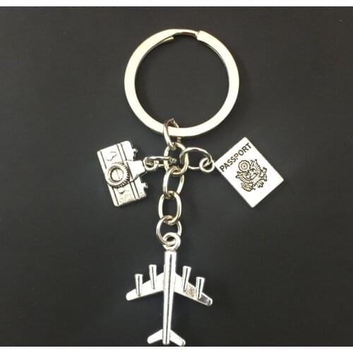 1PC Earth Airplane Keychains No Matter Where Pendant Travel Keyring Friendship Best Friend Jewelry Diy Handmade