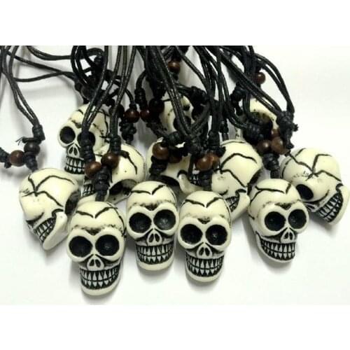FREE SHIPPING yqtdmy Wholesale 12 pcs Tibetan Yak bone carving skull totem pendant talismans necklace Jewelry