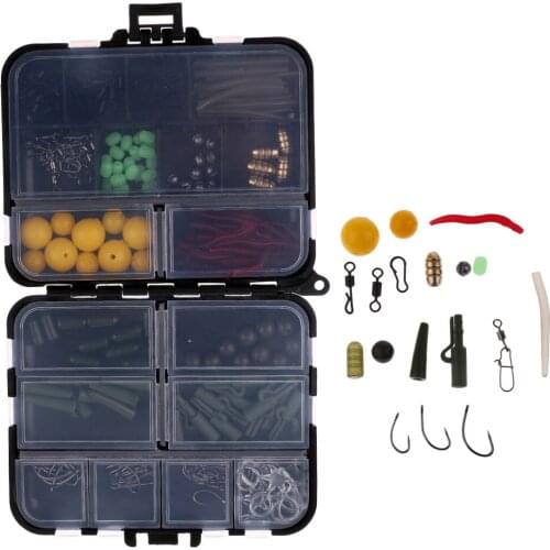 189Pcs Fishing Terminal Tackle Kit Fishing Tackles Box Accessories - Worm Lures Hooks Swivels Snaps Stoppers Beads Assortment