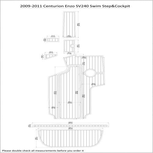 2009-2011 Centurion Enzo SV240 Swim Step&Cockpit Pad Boat EVA Teak Decking 1/4" 6mm