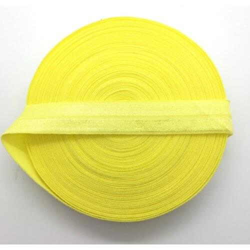 5yards/lot 5/8" 15mm Yellow Multirole Fold Over Elastic Spandex Satin Band Ties Hair Accessories Lace Trim Sewing Notion