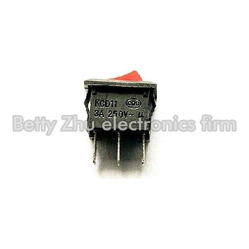 50PCS/LOT Rocker Switch Red 3 feet 2 files rocker switch 15MM * 10MM 3A / 250V