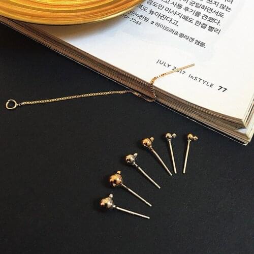 6pcs Korean Style Basic High Quality Gold Plating Long Ear Chain Earrings For Girls Material Diy Jewelry Making Accessories