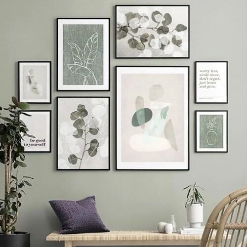 Abstract Girl Illustration Leaves Quote Wall Art Canvas Painting Nordic Posters And Prints Wall Pictures For Living Room Decor