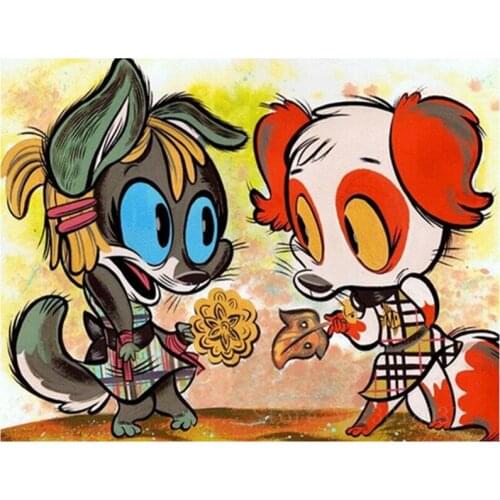 Diamond Mosaic Diy 3D Diamond Embroidery Gray Rats And Mice In Skirts Diamond Painting Cross Stitch Floral Rhinestone Decoration