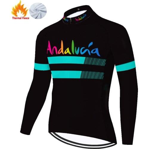Andalucia Winter Thermal Fleece Cyclisme Camisa Jersey Manga Larga Velo Homme Ropa Maillot Hombre Ciclismo Camiseta Ciclismo