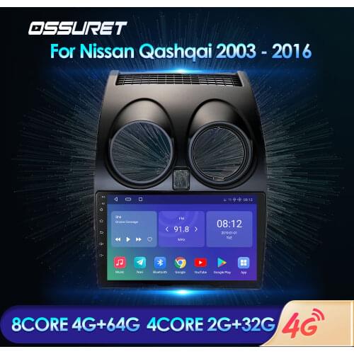 OSSURET 2 Din Android Car Radio Multimedia for Nissan Qashqai J10 2006 2007 2008 2009-2013 AutoRadio Video Player GPS Navi Wifi