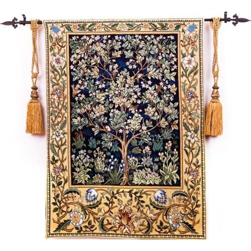 Belgian Art Tapestry Life Tree Room Porch Background Decoration Hanging Wall Cloth Canvas Jacquard Tapestry Home Decor Painting