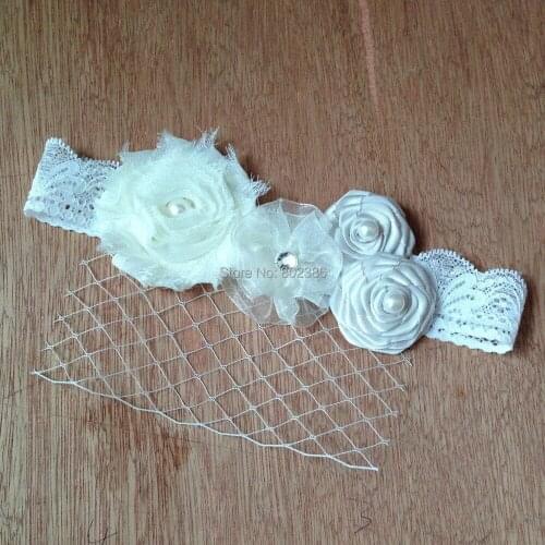 Free Shipping Ivory White Rose Flower Shabby Chic Flower Headband,Kids Hair Accessories,Girl Headband