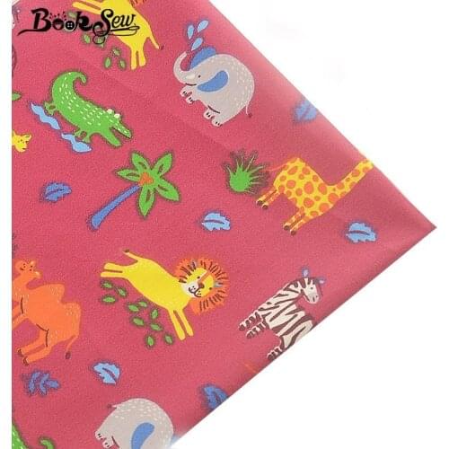 Booksew Animal Design 100% Cotton Fabric Meter Red Telas Tissus DIY Quilts For Baby Kid Bedsheet Sewing Cloth Patchwork Curtains