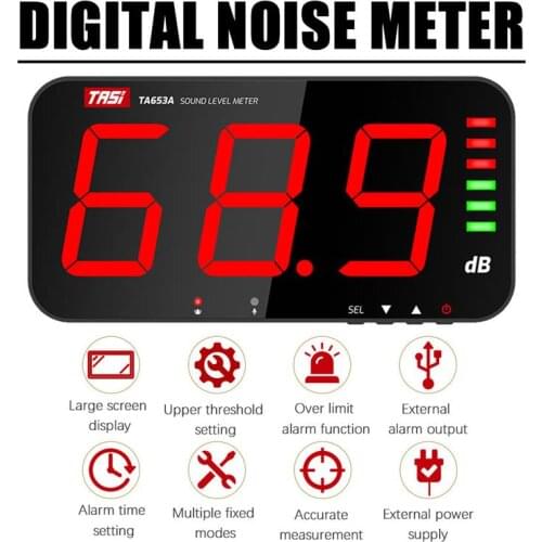 TASI TA653B Digital Sound Level Meter Wall Hanging Large Screen Display USB data transmission Noise dB Audio Meter