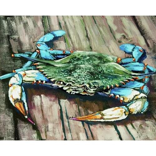 DIY Painting By Numbers Crabby Blue Kit Oil Picture By Numbers Animals Wall Art Painting on Canvas Home Decoration Gift