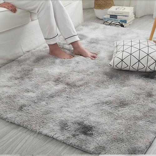 Long Wool Thick Tie-Dye Gradient Soft Carpet Living Room Household Carpet Bedroom Coffee Table Bedside Doormat