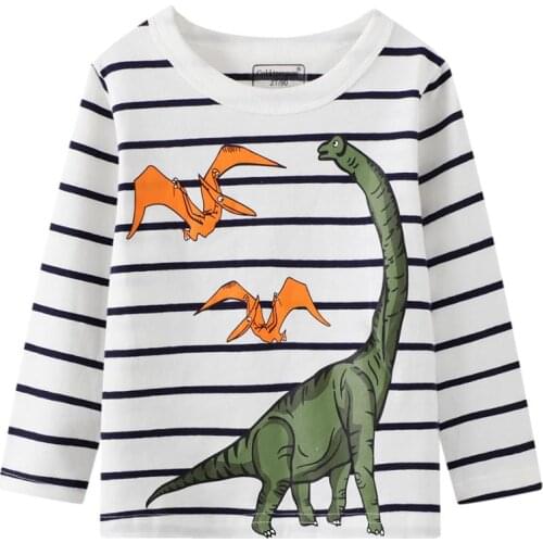Boys autumn new dinosaur T-shirt baby A pure cotton casual round neck cartoon long-sleeved t-shirt baby clothes