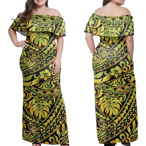 Jackherelook Summer Off Shoulder Dresses Womens Maxi Long Dress Hawaii Tribal Floral Print Evening Party Elegant Vestido Mujer