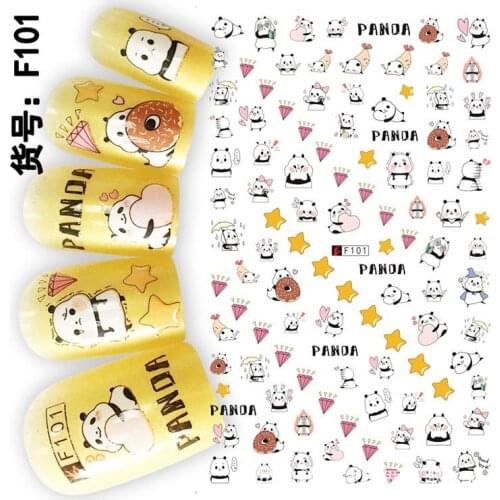 Anime Panda Cat adhesive 3d nail sticker foil for nails art decoration cute cartoon designs nail decals manicure supplies tool