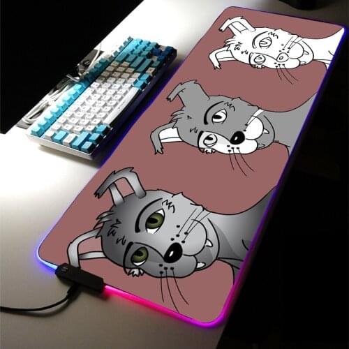 Japanese Cartoon Kawaii Mouse Pad Extra Large Gaming Accessories RGB LED Cartoon Computer Mousemat Lock Edge Computer Desk Mat