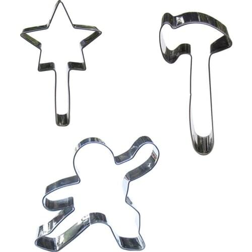 Little meteor, Hammer, Gymnastics shaped 3 piece biscuit cutting molds, baking tools, cake decorating soft candy tools