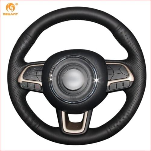 MEWANT Black Artificial Leather Car Steering Wheel Cover for Jeep Compass 2017 Renegade 2016 2017 Interior Accessories Parts