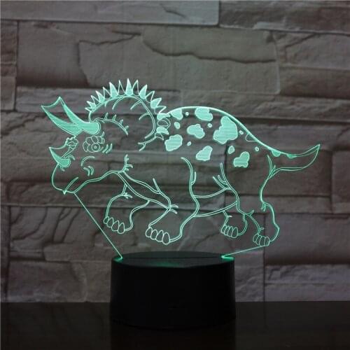 Cute 3D Rhinoceros Boy Kid Gift LED Night Light Baby Table Lamp Touch Romantic Holiday 7 colors change Friends Party Gi