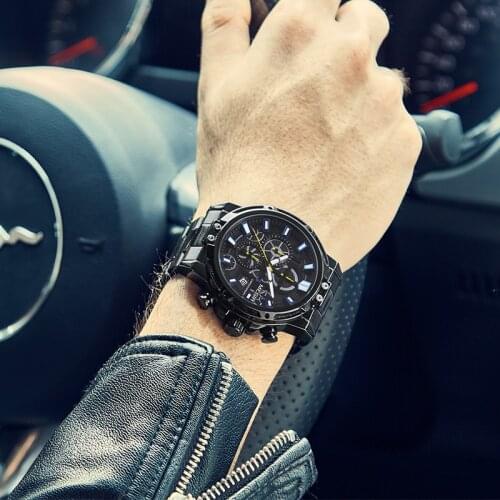 Relogio Masculino MEGIR New Sport Chronograph Mens Watche Top Brand Luxury Full Steel Quartz Clock Waterproof Big Dial Watch Men