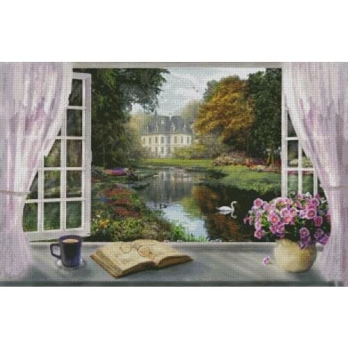 Window With A View Cross Stitch Kits Painting Needlework 14CT Unprinted Embroidery Top Quality Counted DIY Handmade Decoration