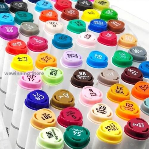 60 Colors Marking Pen Double Head Marker Set Oily Multicolor Student Hand Painting Watercolor Pen Box Childrens Brush