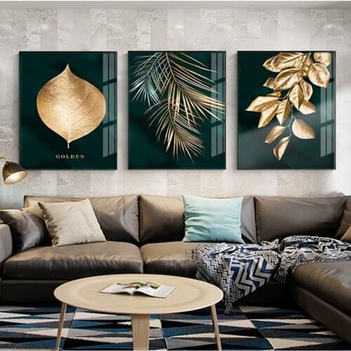 Gold Leaf Canvas Abstract Paintings Wall Art Posters and Prints Decorative Pictures for Living Room Nordic Cuadros Home Decor