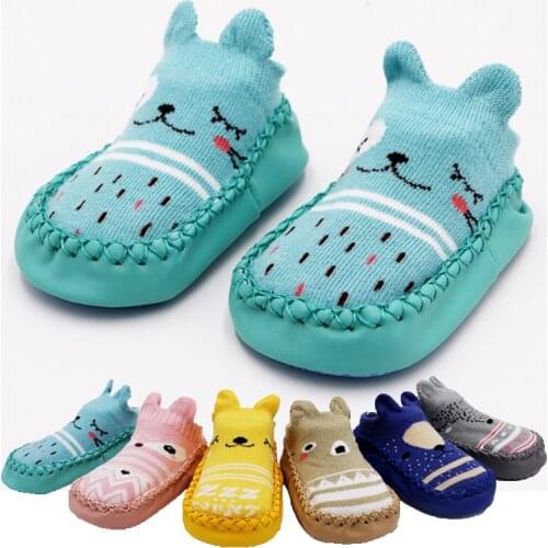 2019 Fashion Baby Socks With Rubber Soles Infant Sock Newborn Autumn Winter Children Floor Socks Shoes Anti Slip Soft Sole Sock