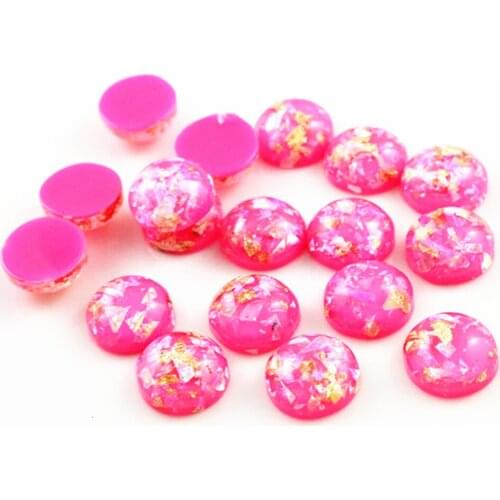 New Fashion 40pcs 8mm 10mm 12mm Rose Red Colors Built-in metal foil Flat back Resin Cabochons Cameo