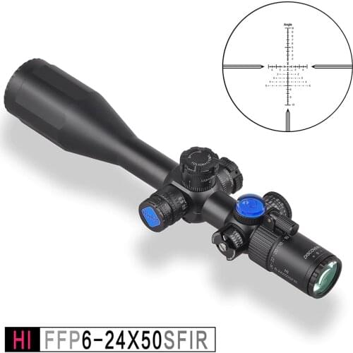 HI FFP 6-24X50 SFIR Riflescope First Focal Plane Hunting Scope Illuminated Tactical Sights With Angle Level Indicator