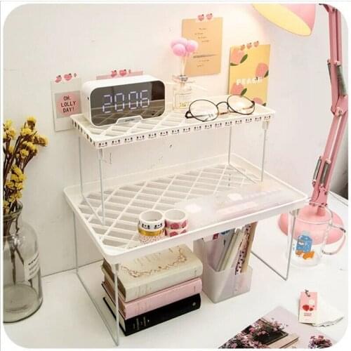 Plastic Desktop Shelf Sundries Storage Rack Makeup Organizer Kitchen Dish Drying Shelves Dish Drying Holders Bathroom Organizer