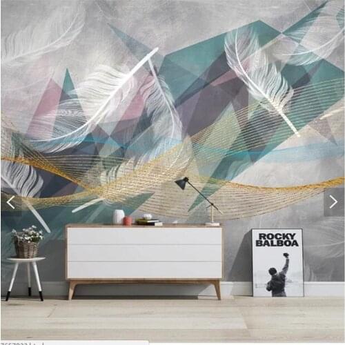 Custom 3D wallpaper, simple geometric white feather mural for living room hotel KTV background home decoration wallpaper